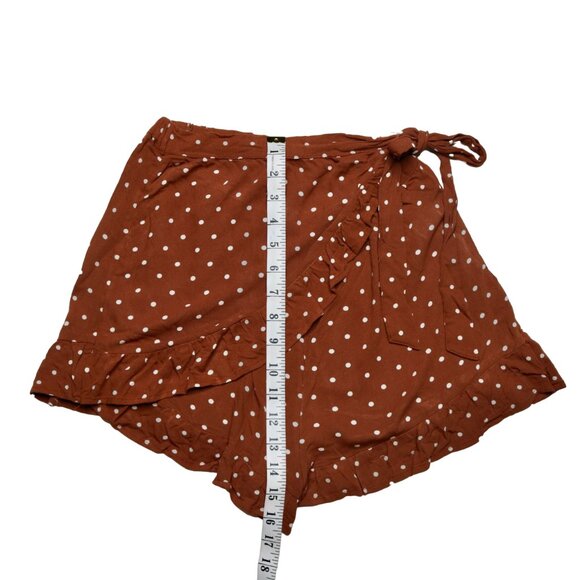 American Eagle Brown Polka Dot Faux Wrap Shorts, size Extra Small - Picture 8 of 10